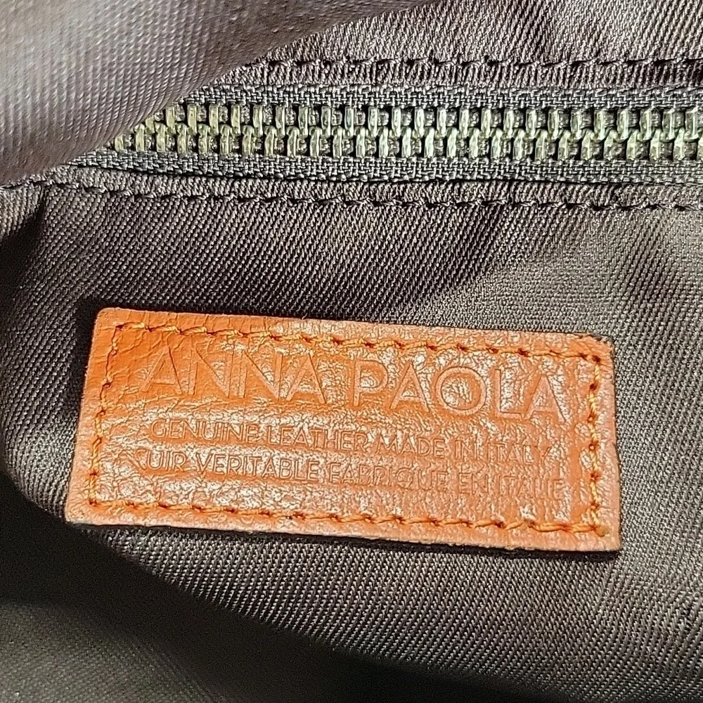 Anna Paola Orange Woven Leather Backpack Shoulder Bag